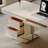 Executive Desk With Two Drawers Keyboard Tray Gold Metal Accents And Built In Outlet?
