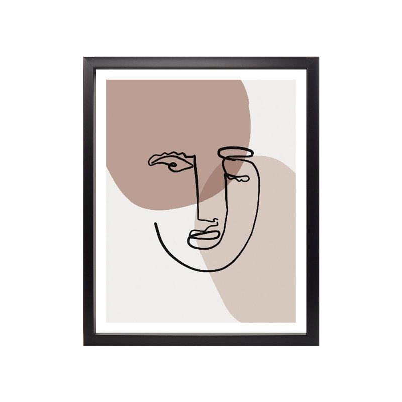Face Abstract Scandi - Single Picture Frame Print, 134.112 cm H x 108.712 cm W, Satin Black