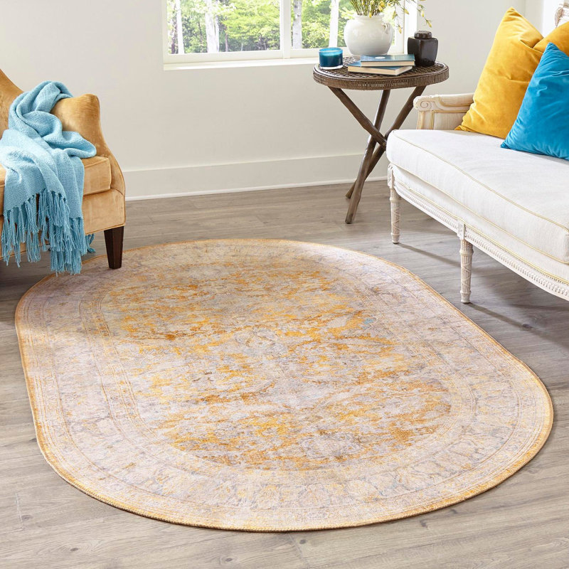 Saphira Chenille Oriental Indoor Rug, Oval 5' x 8'