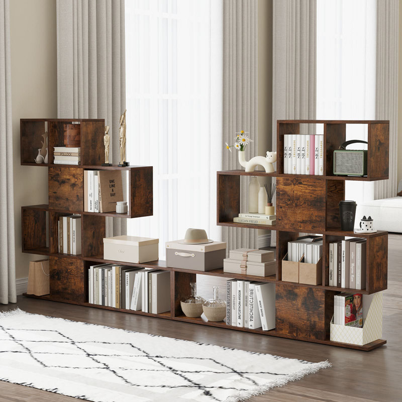 109cm H x 120cm W Particle Board Geometric Bookcase