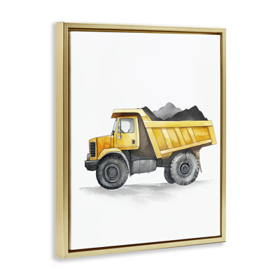 Working Trucks Yellow Dump Truck Floater Canvas Wall Art, design by Christine Simpson Art