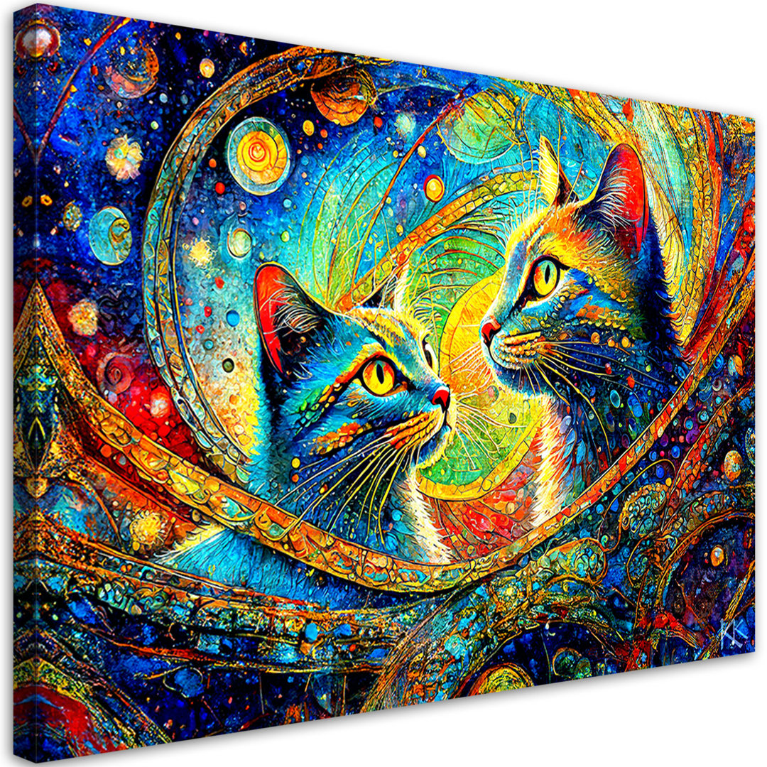 Leinwanddruck, Abstrakte Katzen - Wrapped Canvas Print