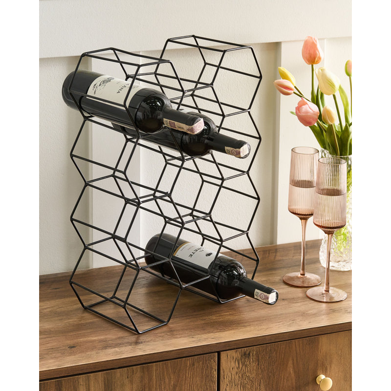 11 Bottle Open Shelving Wine Bottle Rack Black