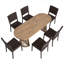 Ensemble de salle à manger d'extérieur en bois d'acacia 6 personnes avec chaises en rotin et table piédestal Larry-128838049-128838051