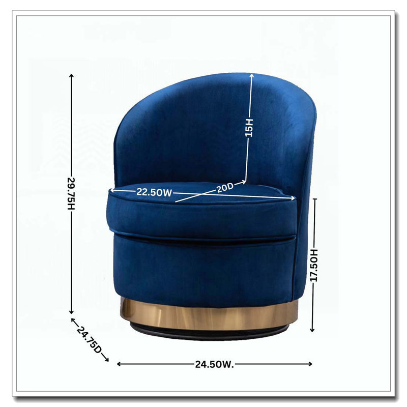 Velvet Swivel Chair, Blue