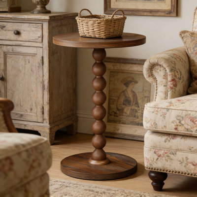 Modern Round Side Table With Rubberwood Base - Space-Saving Accent Table For Living Room, Bedroom, Office, And Corners