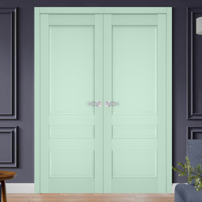 Portes françaises à panneaux en bois Veregio, 60 po x 96 po, Olive