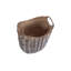 Wicker Scoop Neck Hessian Lined Basket-621230021
