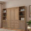 Lit escamotable en bois avec tablettes et armoires de rangement