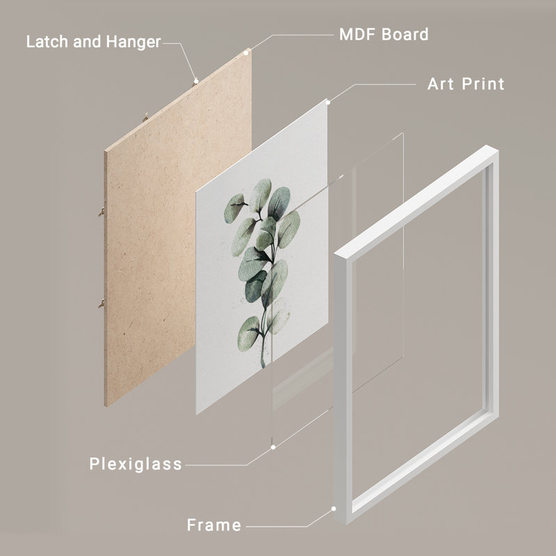 Feuilles de plantes, œuvre d'art moderne, impressions encadrées, affiches, petit art mural de salle de bain, Blanc