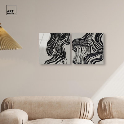 Emotional Flow Acrylic Print Modern Wall Art Set by Art Remedy, Ready to Hang, 12 x 12