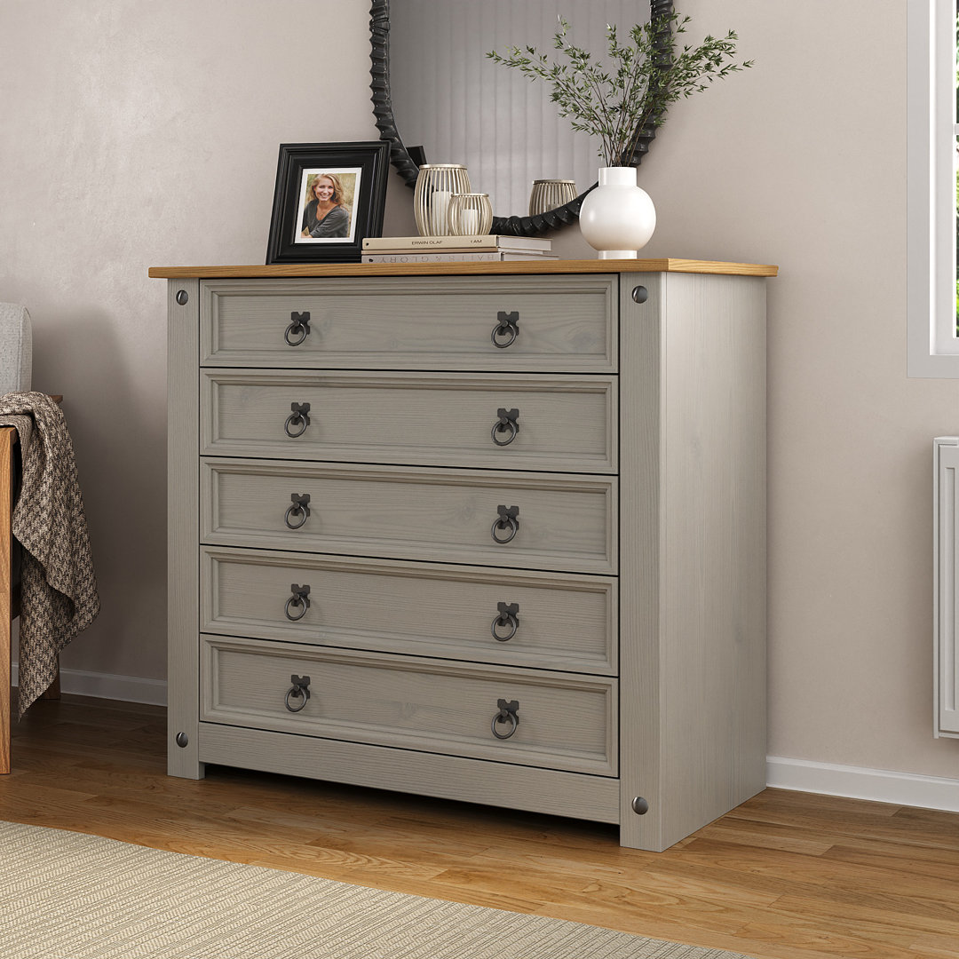 Corona Solid Wood 89 cm W Chest of 5 Drawers - Image 4