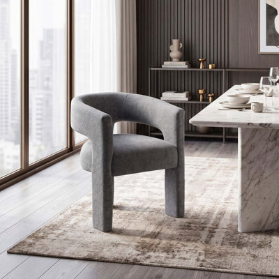 Ensemble de 2 fauteuils contemporains avec tissu bouclé et structure en contreplaqué
