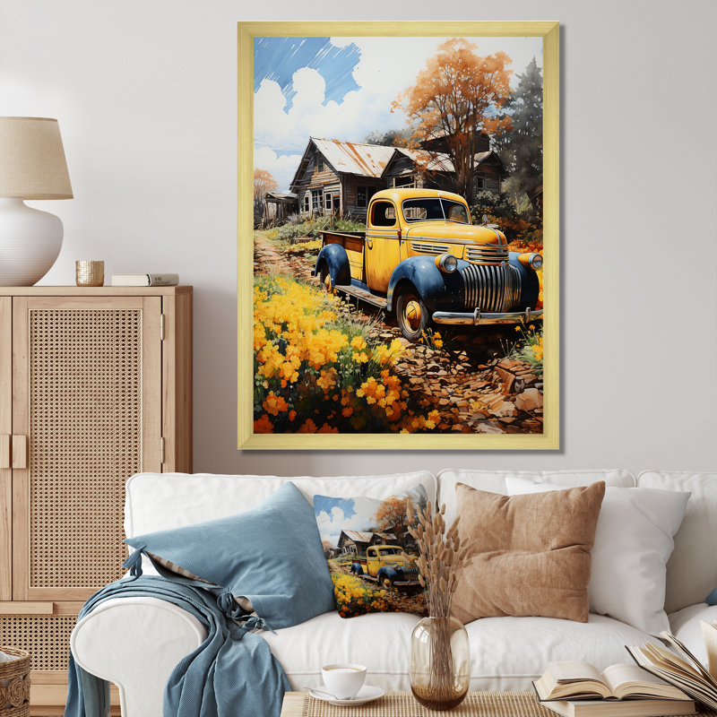 Wynde Pickup Truck Rustic Rides II - Imprimé, Encadrement doré, H 40 po x l 30 po x P 1,5 po