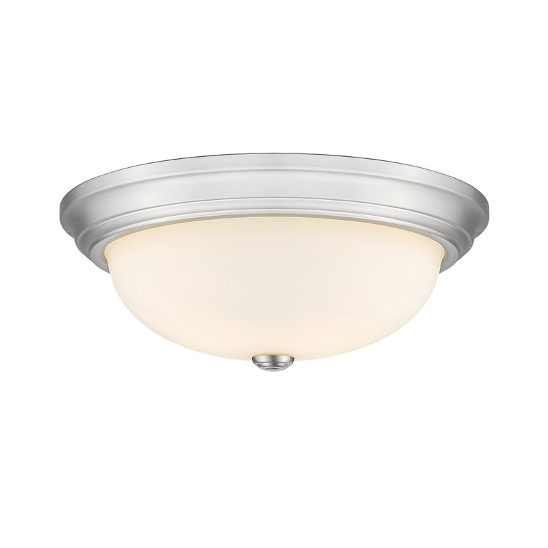 Elegant Brushed Nickel 15" Glass Bowl Flush Mount Light