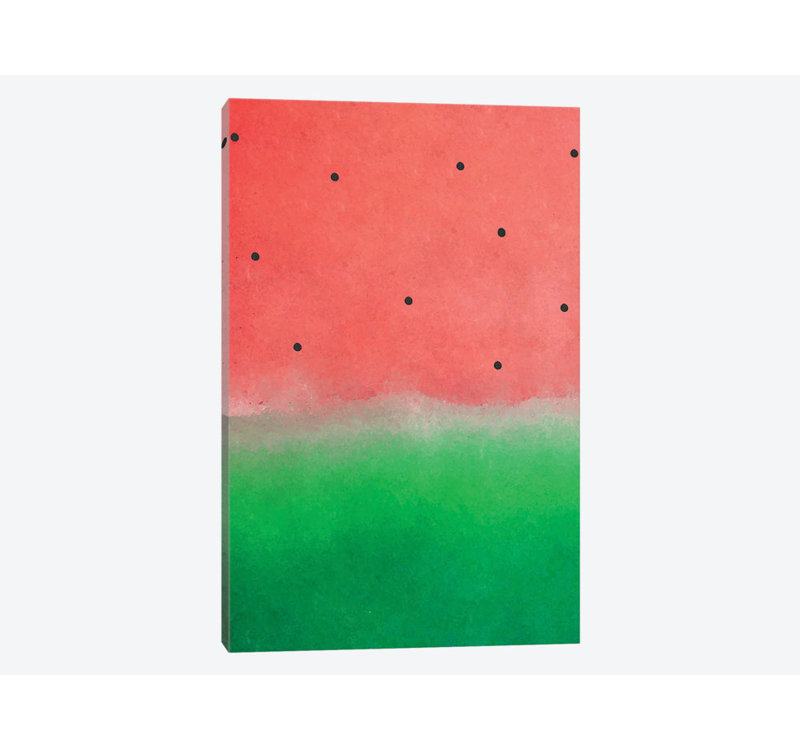 « pastèque estompée », reproduction sur toile, H 18 po x l 12 po x P 1,5 po, Toile tendue, Pas de tapis