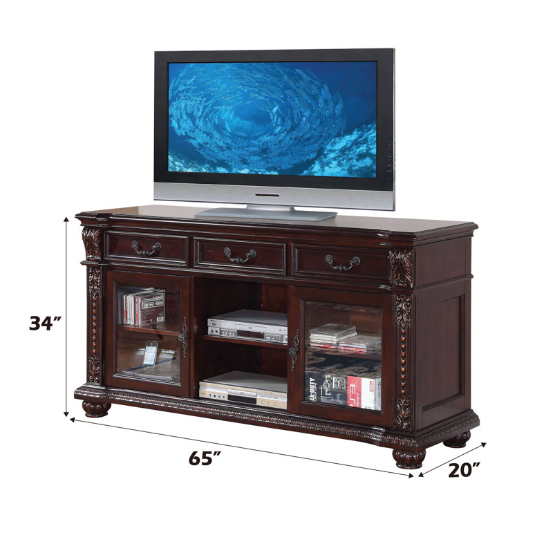 Cawthon 3-Drawer Rectangular TV Stand in Cherry