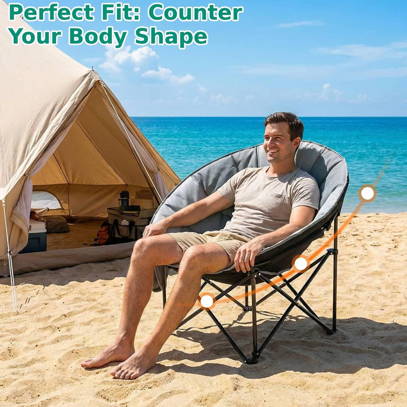 Foldable Moon Camping Chair, Grey