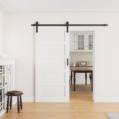 36" × 80" Wood Sliding Barn Door with Finished Surface, Ready to Use All Installation Hardware Kit & Soft Close Included, Can Be Repainted, No Assembly Required