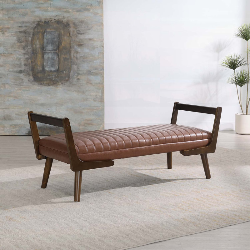 Banc rembourré cannelé pour un confort et un style polyvalents dans divers décors, Cognac
