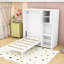 Lit simple escamotable mural avec armoire supérieure, bureau extensible et tablettes-1676965215