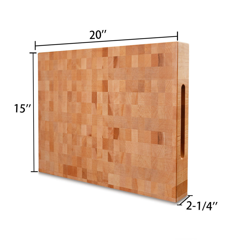 CONSDAN Cutting Board, USA Grown Hardwood, Butcher Block Hard Maple with Invisible Inner Handle