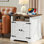Table de chevet moderne avec armoire et 2 prises CA intégrées et 2 ports USB, table de bout avec station de charge, grandes tables de bout de 23,6 po pour le salon