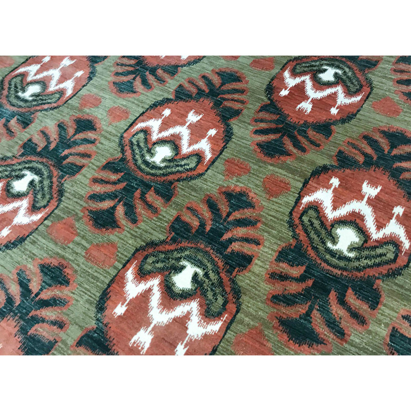 Tapis beige et rouille de haute qualité noué à la main