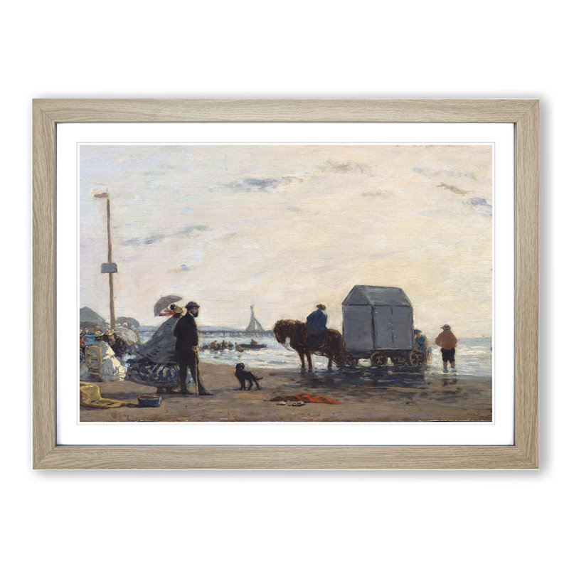 Beach at Trouville Vol.5 by Eugene Boudin - Picture Frame Painting, 48cm H x 65cm W x 2cm D, Oak Framed
