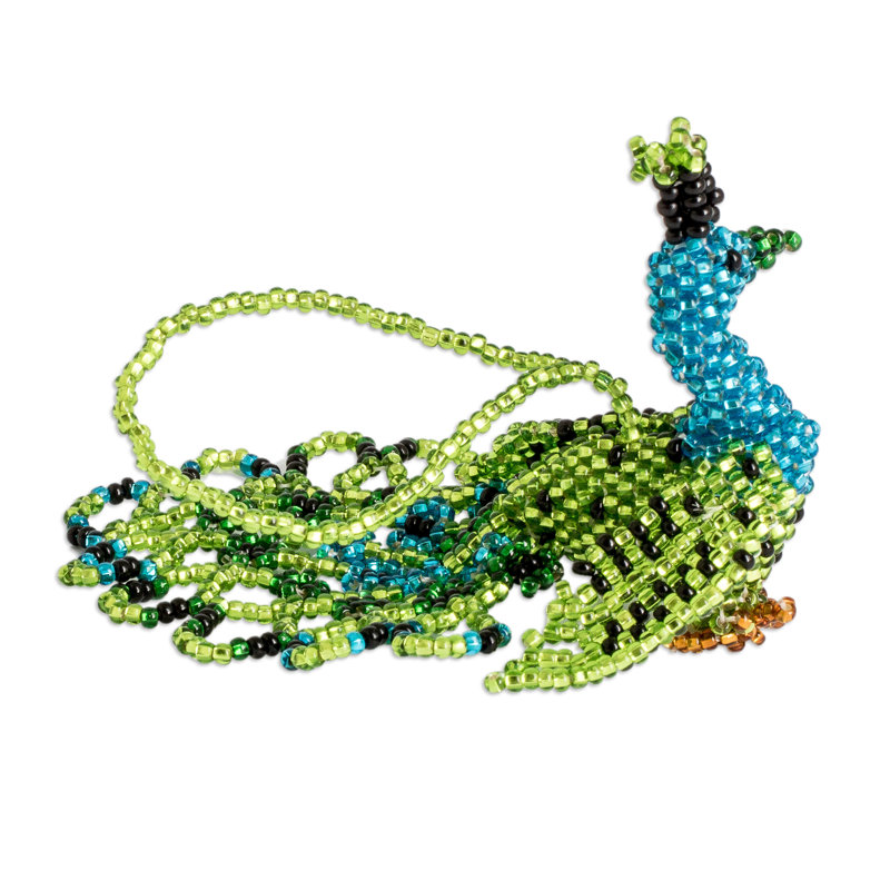 Ornement en perles de verre Bungalow Rose, Vert / bleu