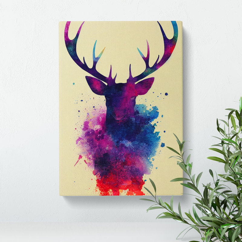 Splashed Stag No.5 - Wrapped Canvas, 76cm H x 50cm W x 3cm D
