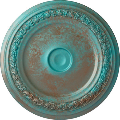Endurathane Carlsbad Ceiling Medallion, 31 1/8"OD x 1 1/2"P (Fits Canopies up to 5 1/2"), Hand-Painted Copper Green Patina Finish