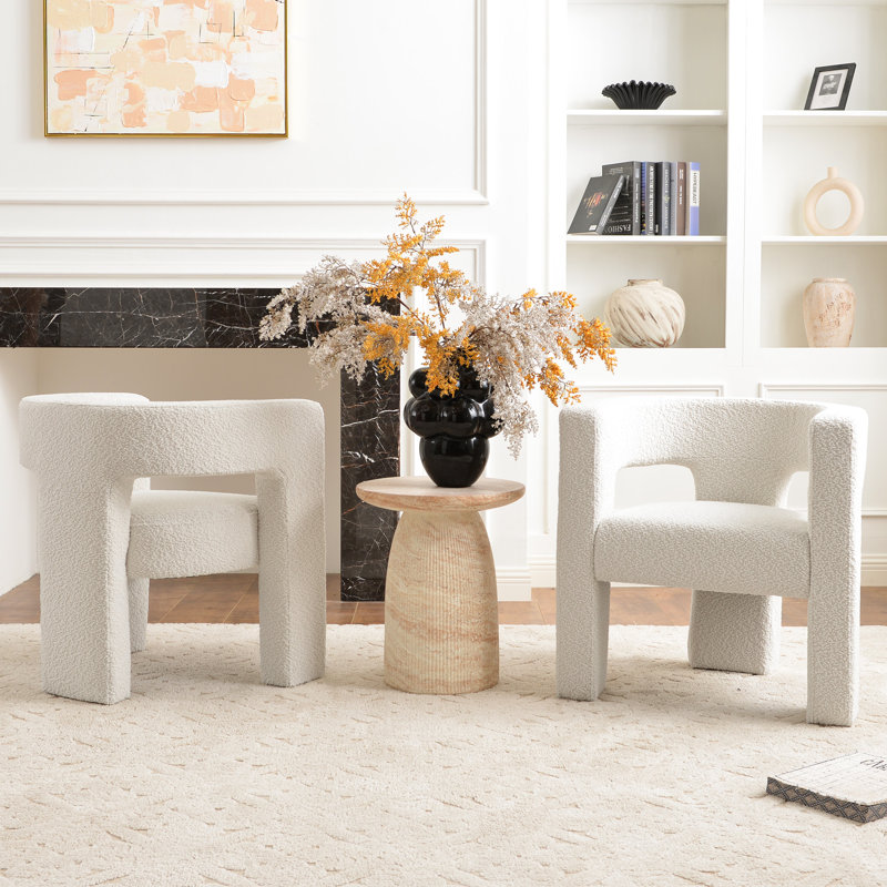 Ensemble de 2 fauteuils Brodee Boucle, Mélange de polyester crème