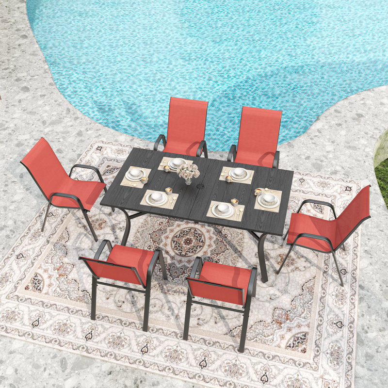 Ensembles de salle à manger de patio en métal durable, conception moderne, idéal pour une utilisation extérieure et commerciale