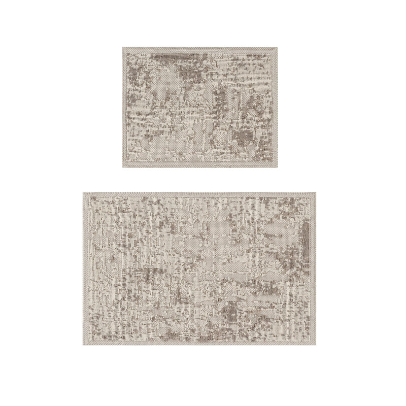 GRECA 100% COTTON Non-Slip Set, Ecru/Beige Abstract 1