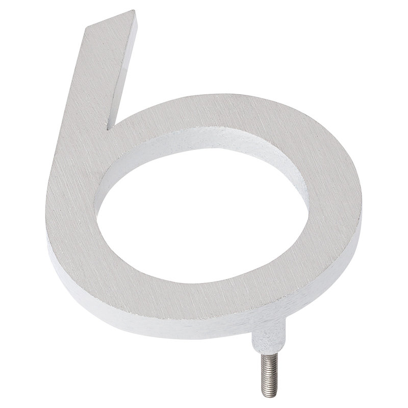 24 in. Flat Floating Mount House Number, Satin Nickel/White, 6