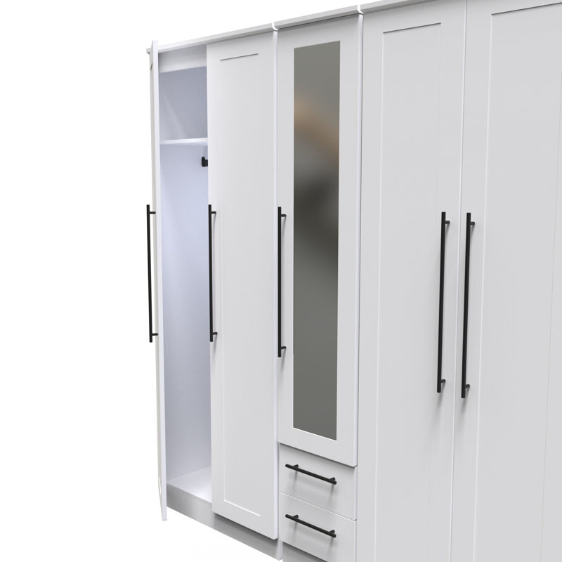 Fully Assembled 2 Door Wardrobe, 197cm H x 74cm W x 53cm D, White Ash