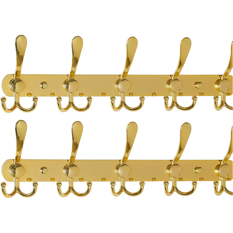 Gold Stainless Steel 5-Hook Wall Mounted Coat Rack