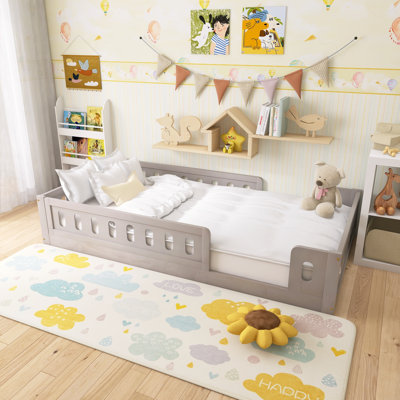 Wood Twin Size Platform Bed Guardrail