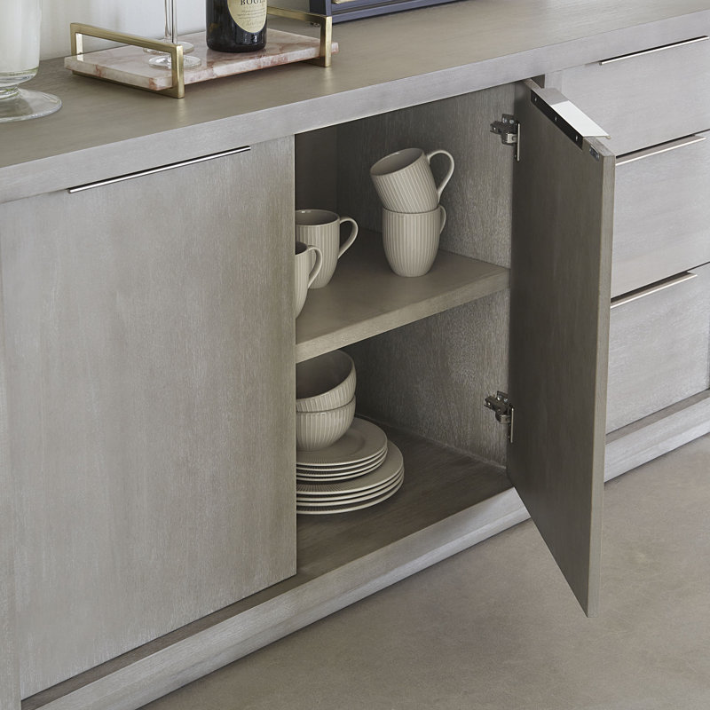 Buffet en bois d'acacia massif à 3 tiroirs Eloise, Minéral