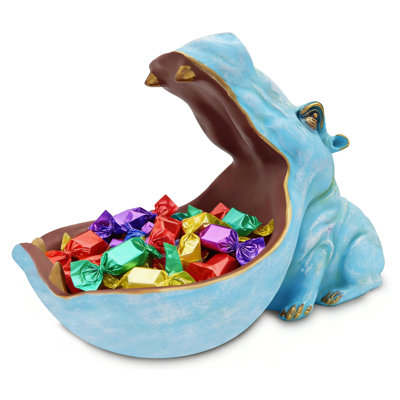 Bol de rangement en résine hippopotame en résine, porte-plat de bonbons hippopotame décoratif 21 x 16 x 11 cm, figurine mignonne de hippopotame pour les clés, les collations et l'organisation de bureau