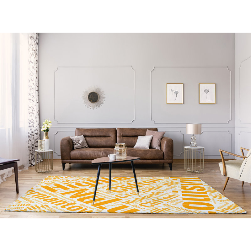 Tapis de zone orange à tissage plat poils longs, Rectangle 9 pi x 12 pi