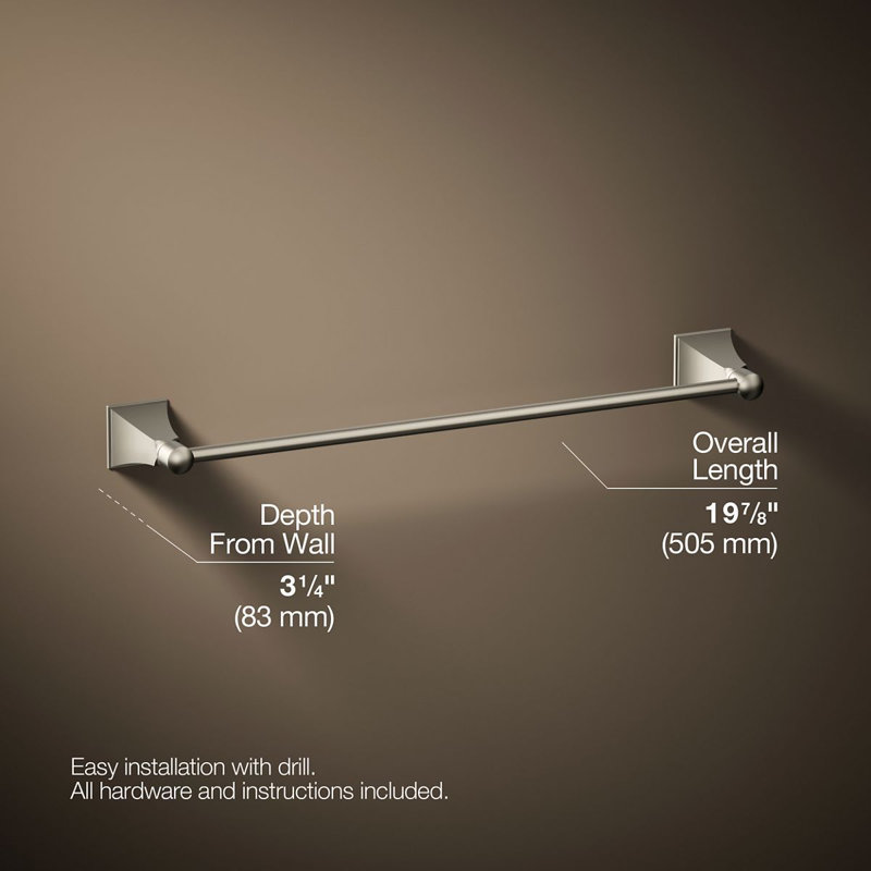Memoirs® 25.875" Wall Mounted Towel Bar, Polished Chrome, 18"W
