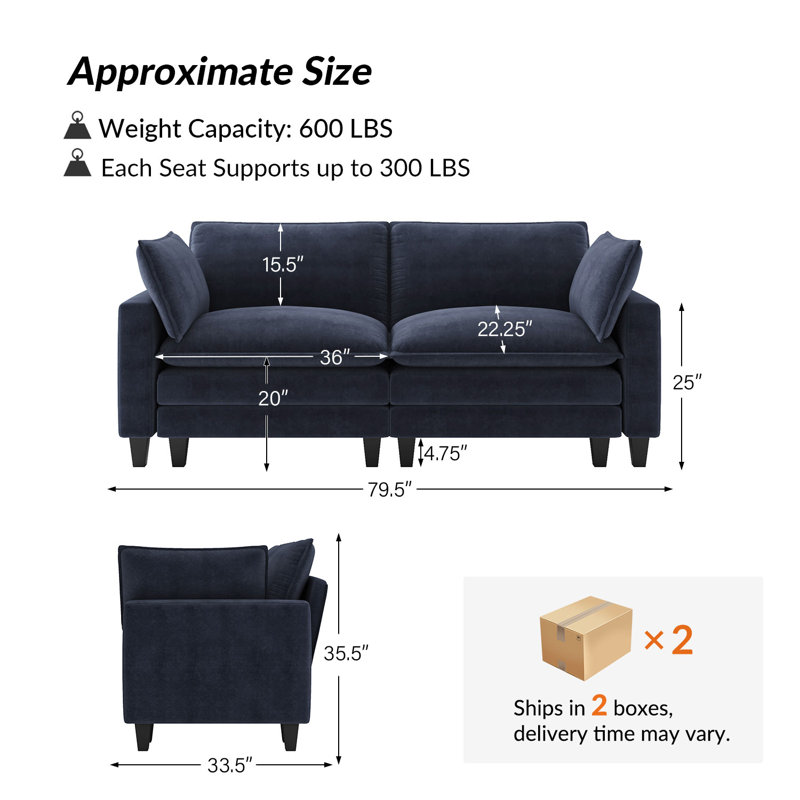 151.5'' Wide Sectional Sofa, Navy