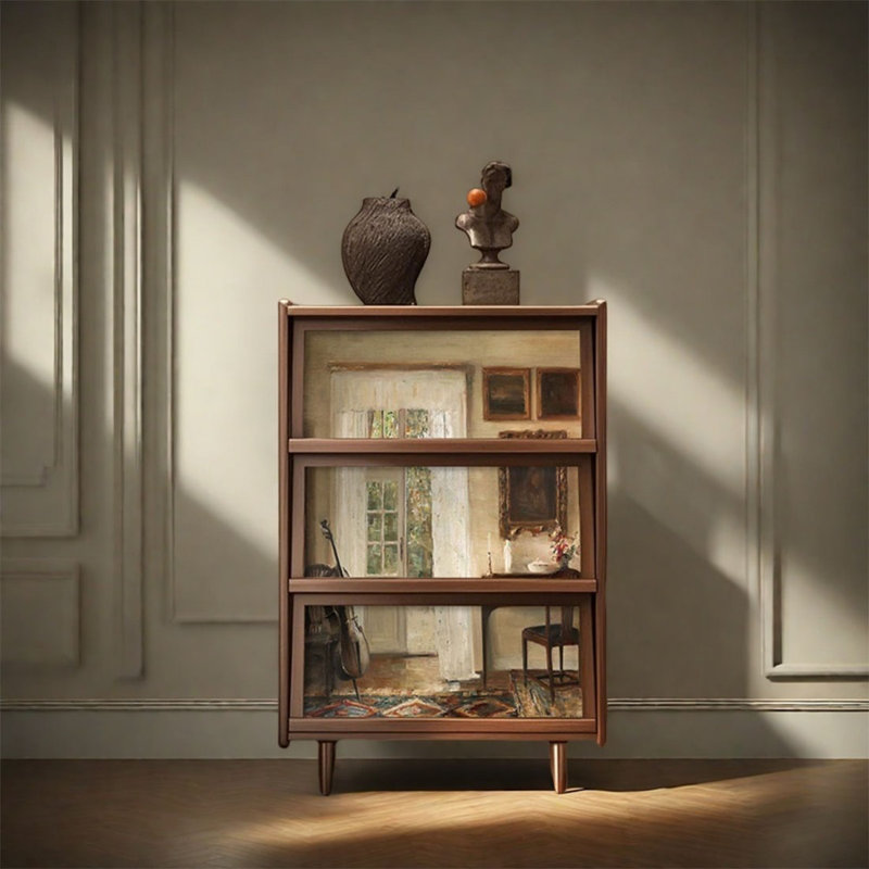 Three Door Cabinet with Spacious Pine Top
