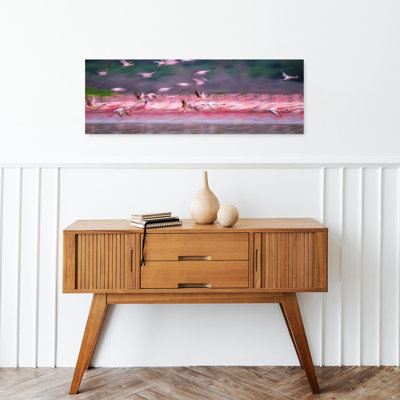 Flying Pink Flamingos Serene Vibrant Bird Flamingo Nature Tropical Wall Art