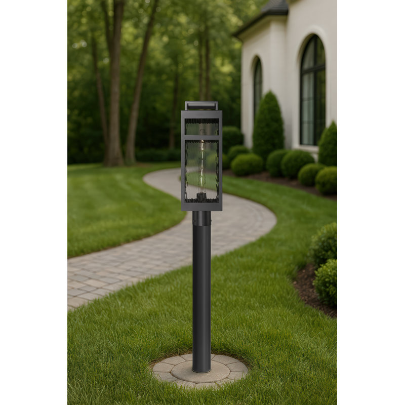 Lampadaire d'extérieur 7 po avec verre d'eau 7 po, Noir mat, Verre à eau