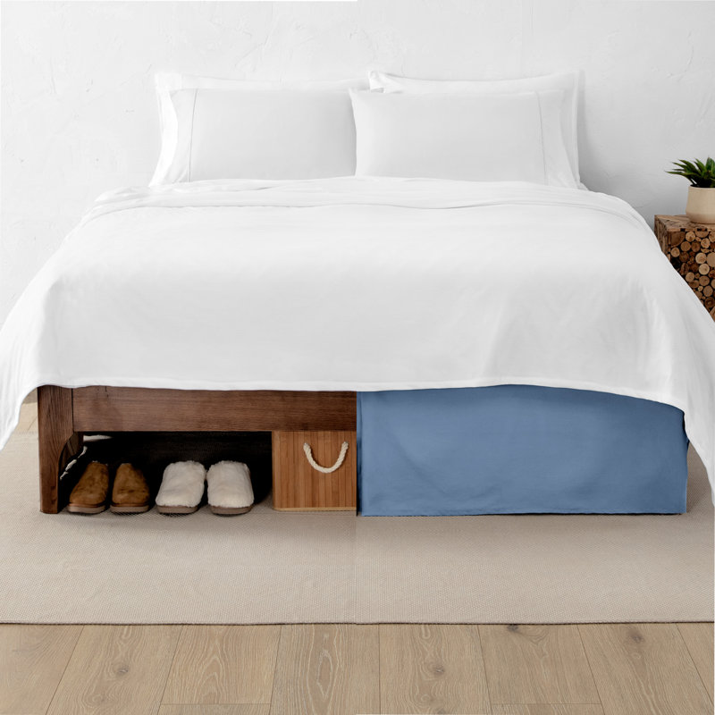 Jupe de lit plissée 15 po sur mesure, Grand, Bleu couronne