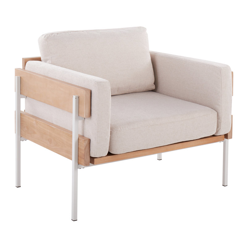 Fauteuil en polyester de 36 po de largeur, Blanc / Naturel, Polyester crème