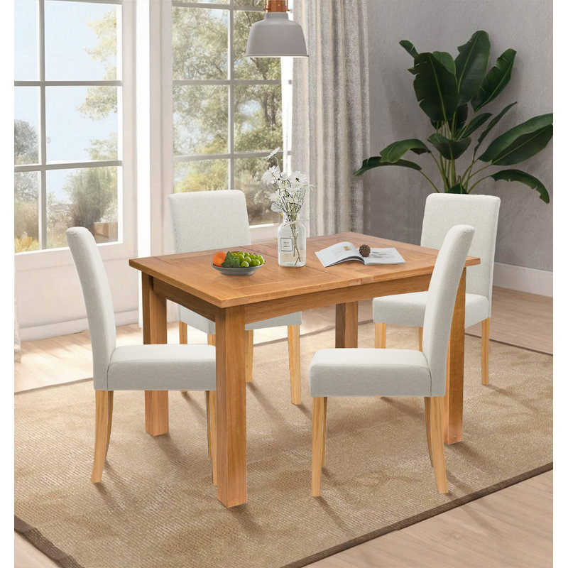 Sorrento 4 - Person Extendable Solid Oak Dining Set, Beige